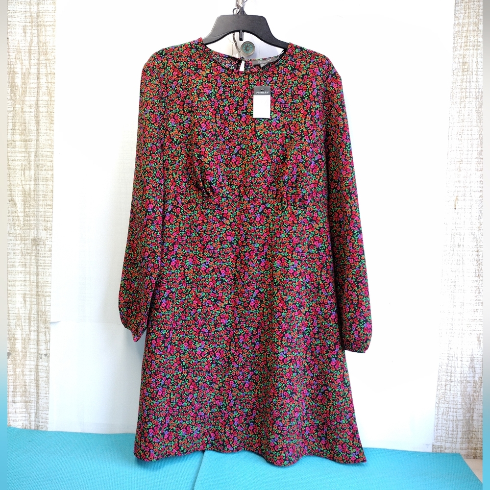 NWT Primark Womens Multicolor Pullover Floral Dress Waistband - 14